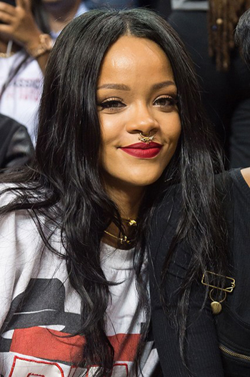 Rihanna Long Style Black Straight Human Hair Celebrity Lace Wigs 22 Inch