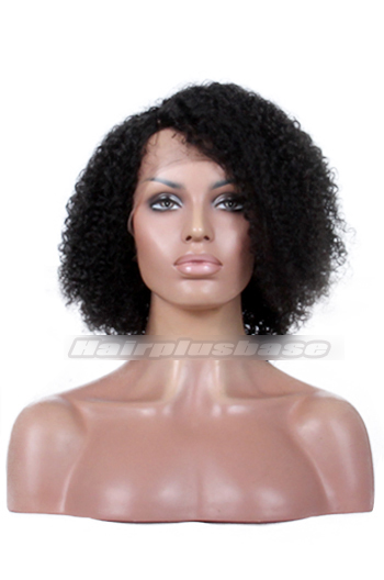 Jheri Curl Natural Looking Indian Remy Hair Side Part Glueless Lace Part Lace Wigs