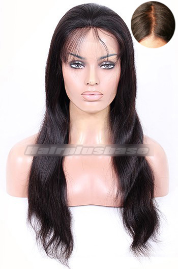Indian Remy Hair Natural Straight Silk Top Glueless Lace Front Wigs 