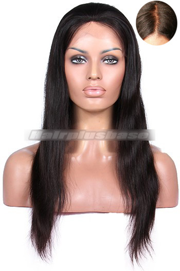Indian Remy Hair Silky Straight Silk Top Glueless Lace Front Wigs