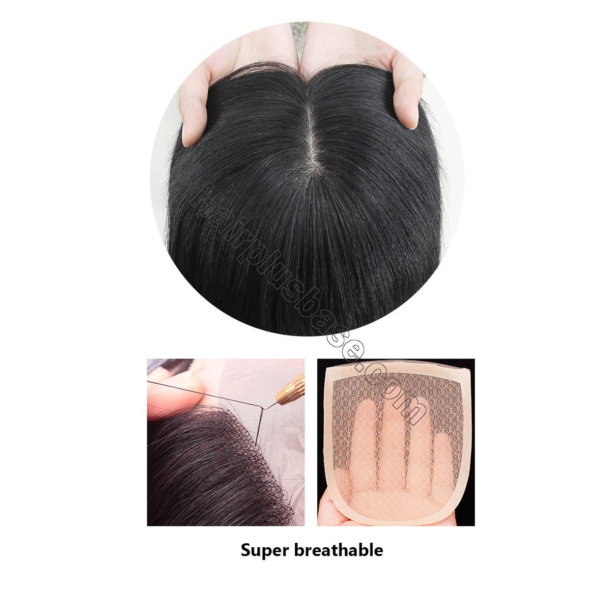 Silk Top Virgin Remy Human Hair Topper For Hair Loss 4