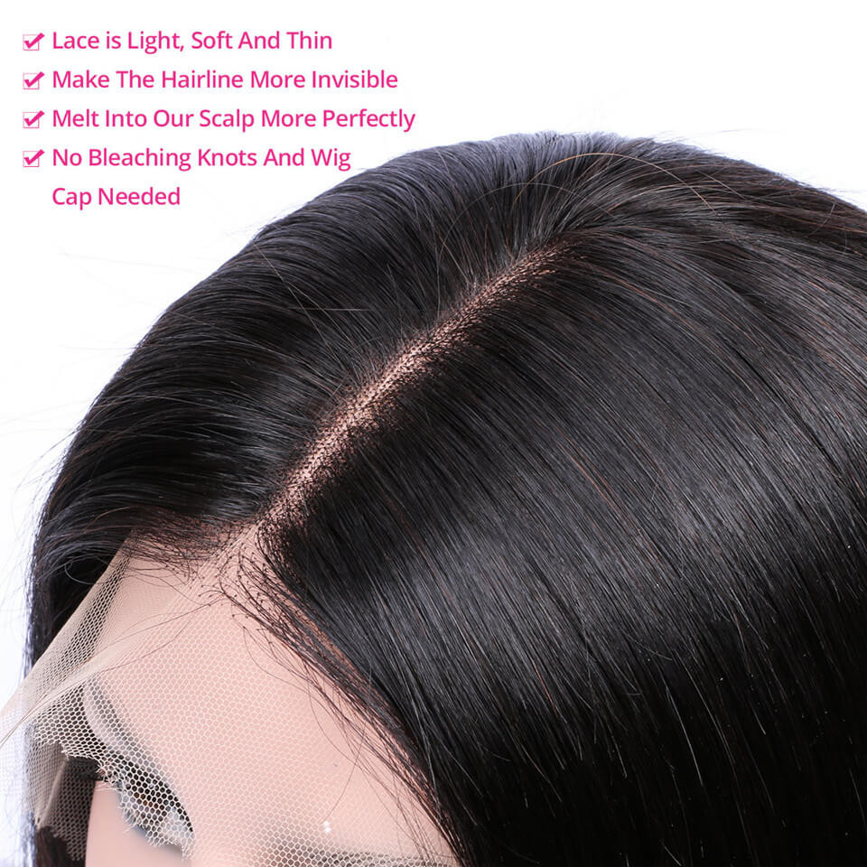 Straight 13*6 HD Lace Front Wigs With Swiss Lace Invisible Knots 150%-250% Density 18-30 Inch 4