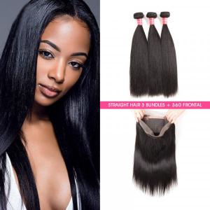 Straight Hair 3 Bundles With 360 Lace Frontal Virgin Hair