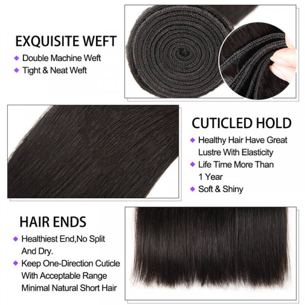 Straight Hair 3 Bundles With 4*4 Lace Closure Hair For Sale 5