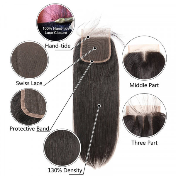 Straight Hair 3 Bundles With 4*4 Lace Closure Hair For Sale 6