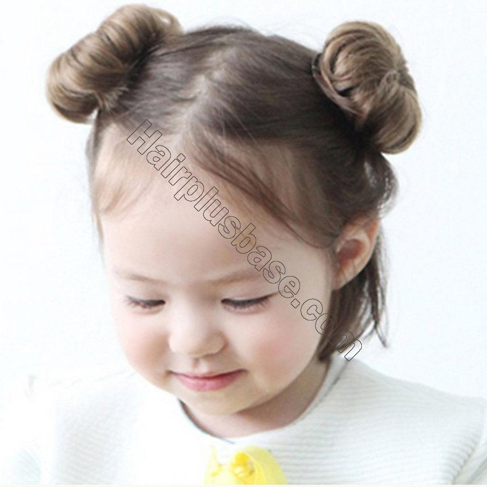 Synthetic Hair Clip on Hair Bun Updo Extensions for Baby Girls Cute Donut Hairpiece for Child 4