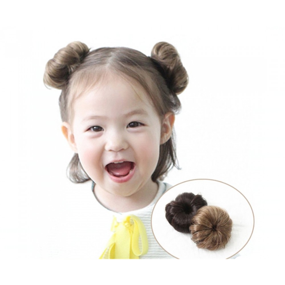 Synthetic Hair Clip on Hair Bun Updo Extensions for Baby Girls Cute Donut Hairpiece for Child 8