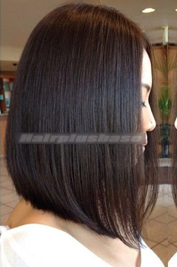 14 Inch Trendy Long Bob Hairstyle Black Virgin Hair Lace Wigs